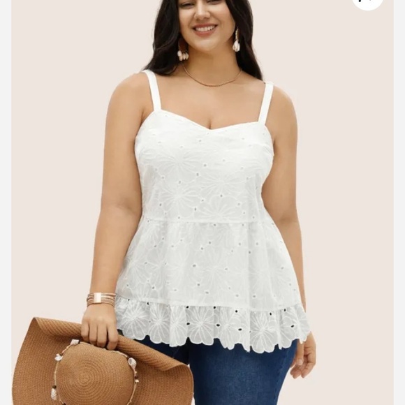 BloomChic Plus Size 2XL Solid Floral Cotton Blended Cami Top us18-20 - Picture 2 of 6